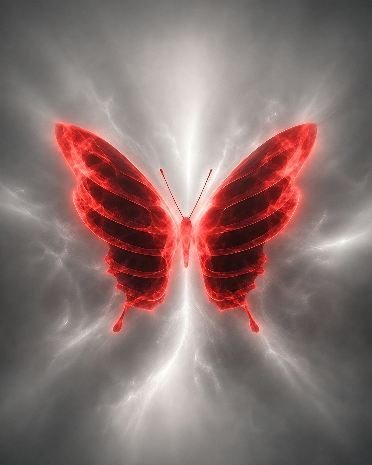 Red butterfly campaign symbol against a silver background