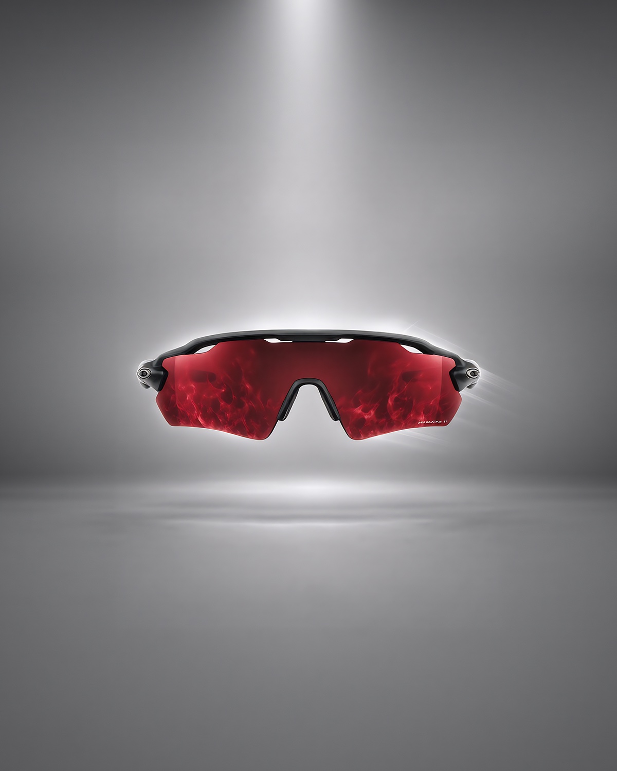 Red eyewear isolated in a silver campaign environment
