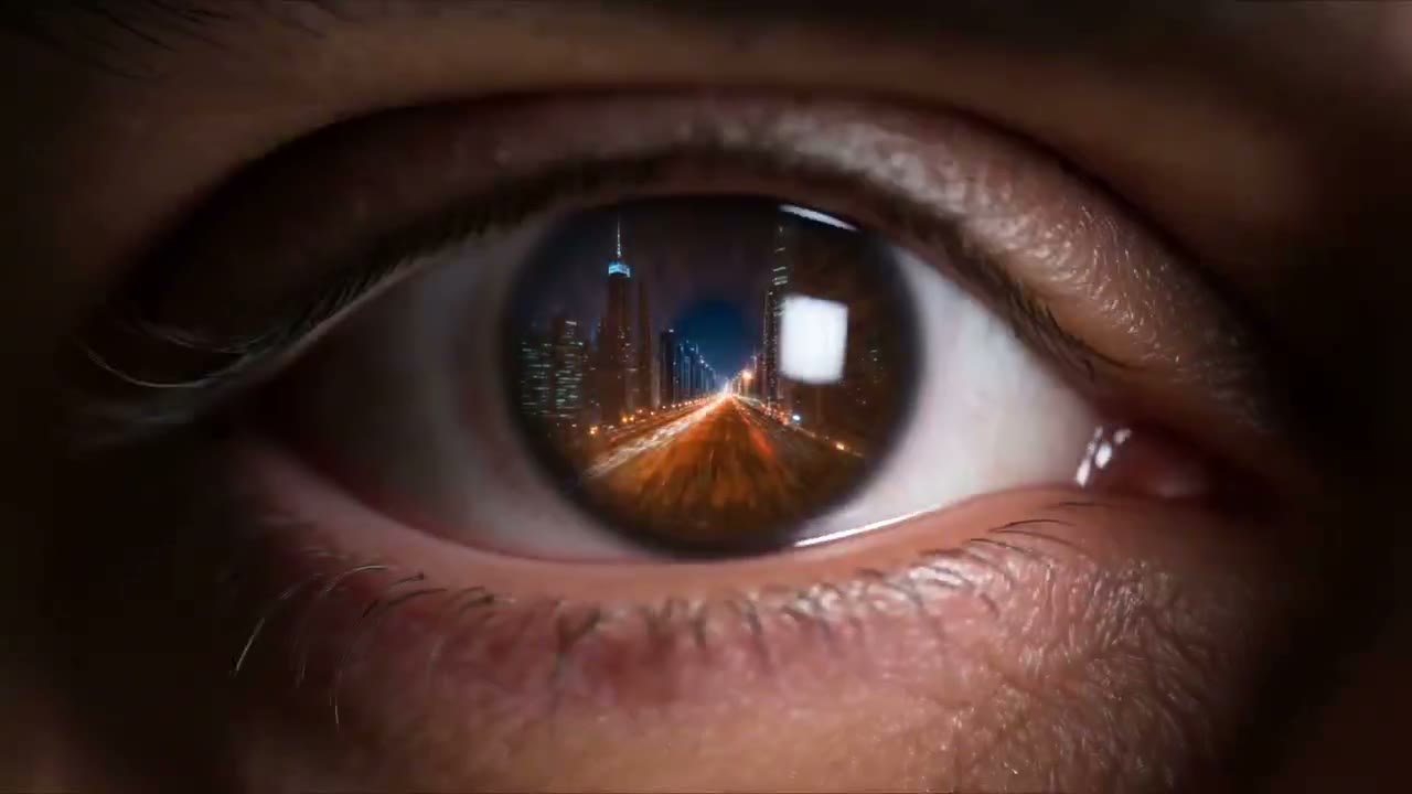 A close-up eye opening the Bound motion study