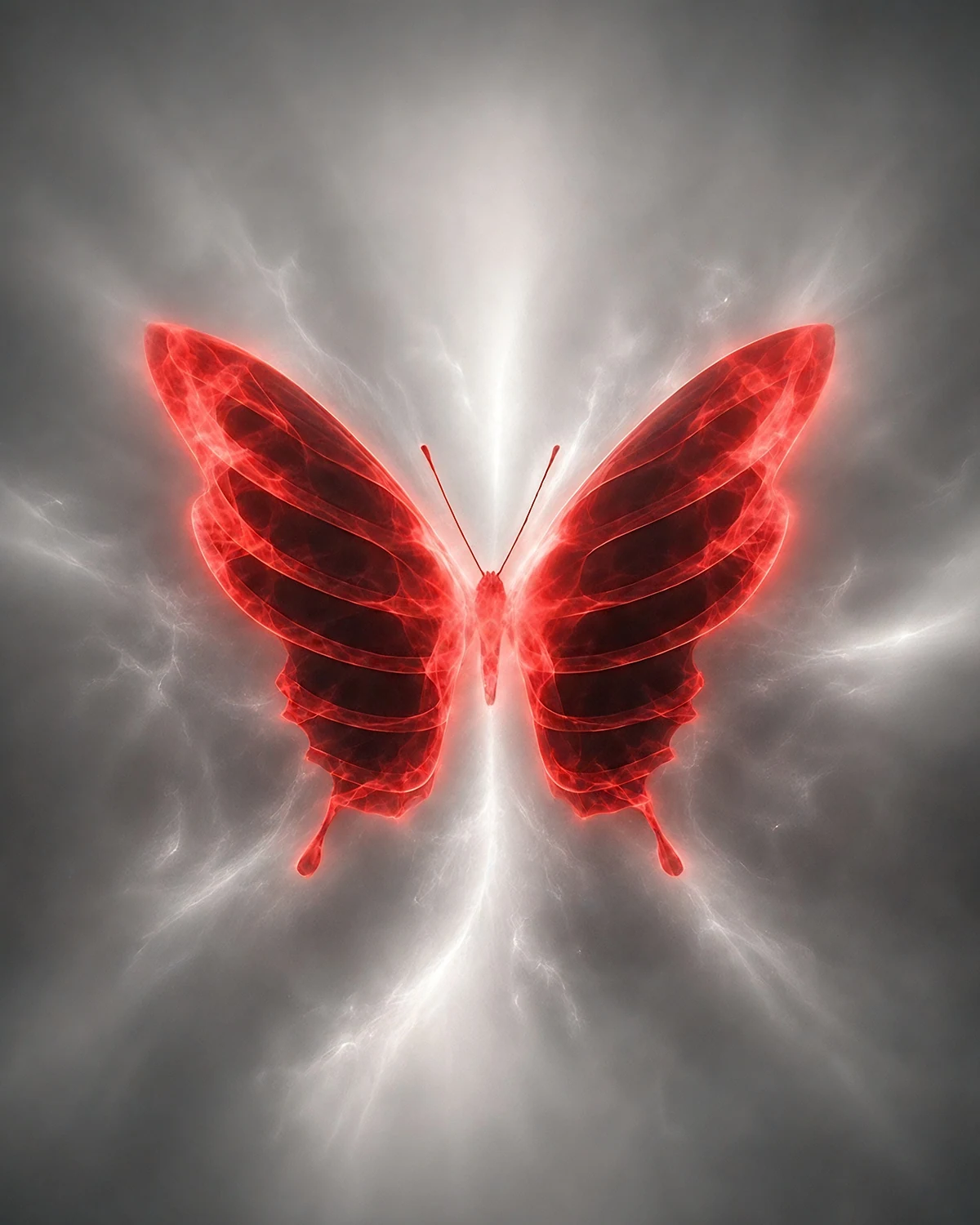 Red butterfly campaign symbol against a silver background
