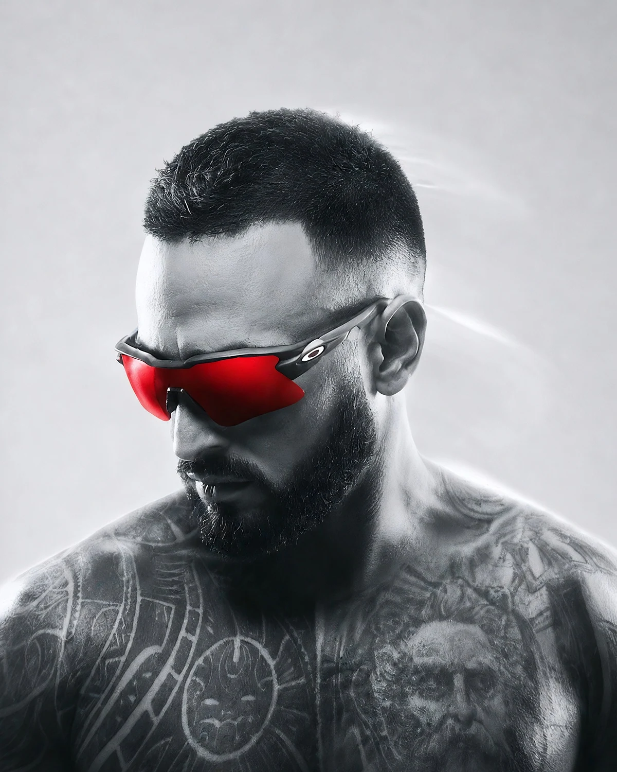 Independent Oakley concept built from one plain source portrait