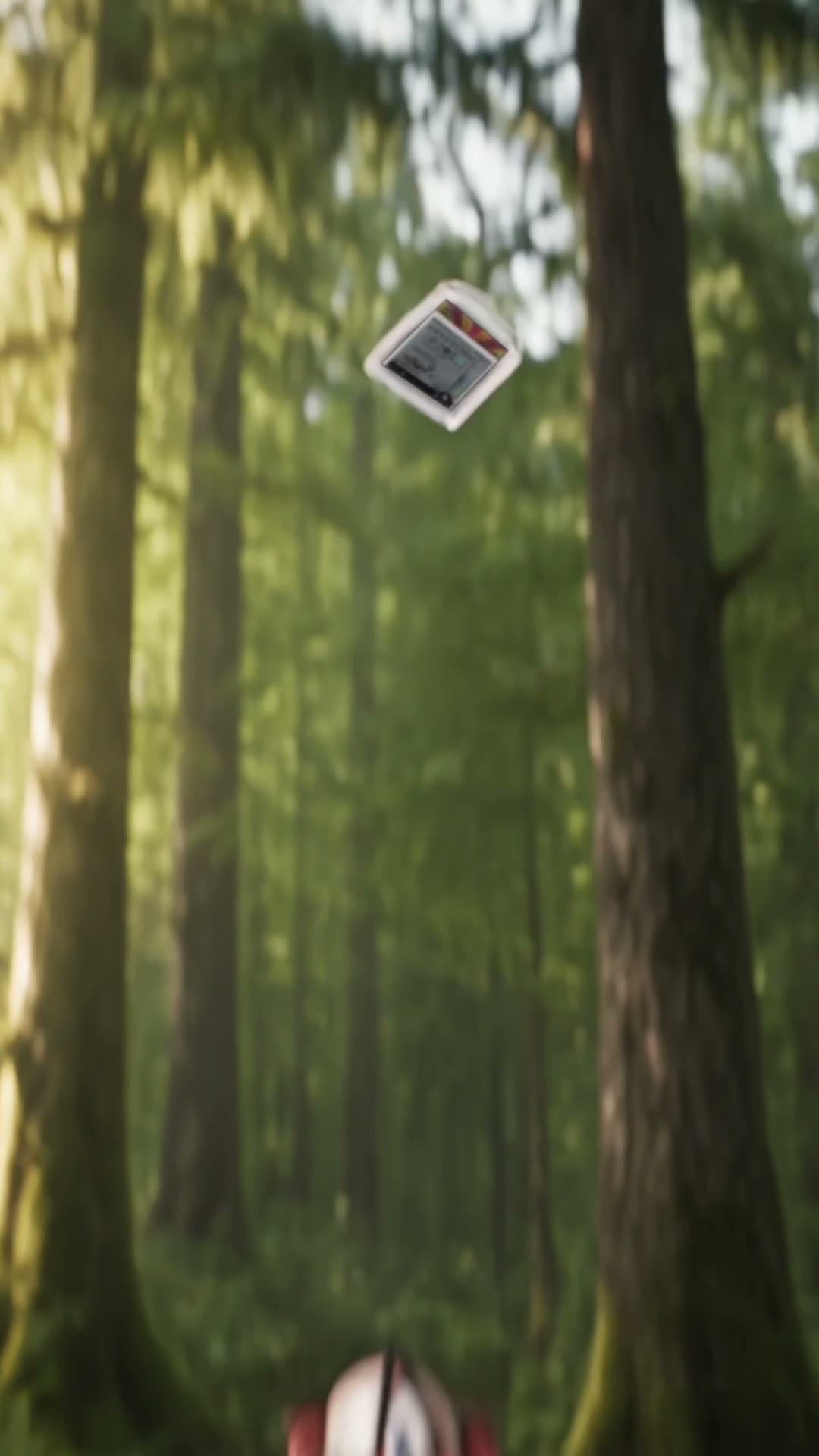 Cyrix throws the graded card case into the forest air